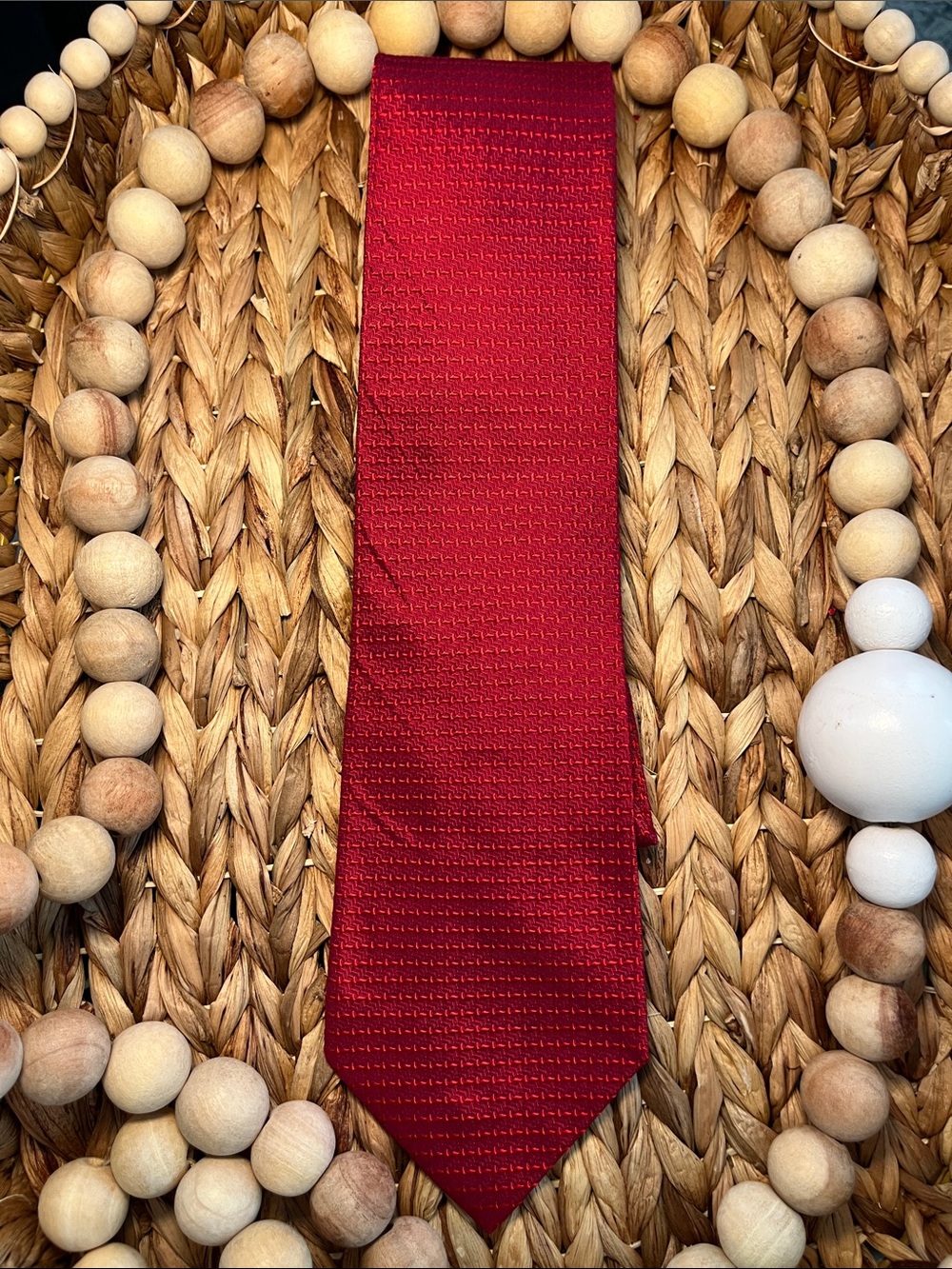 Men's Red Classic Woven Tie - Unbranded